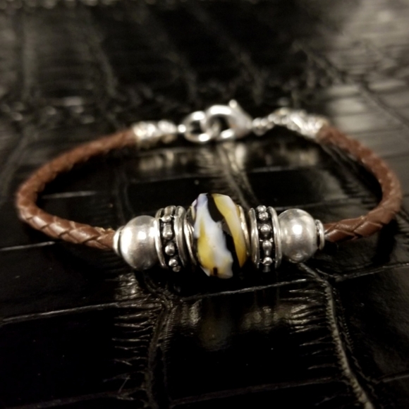 Glass & Silver Beaded Braided Bracelet - Picture 3 of 7